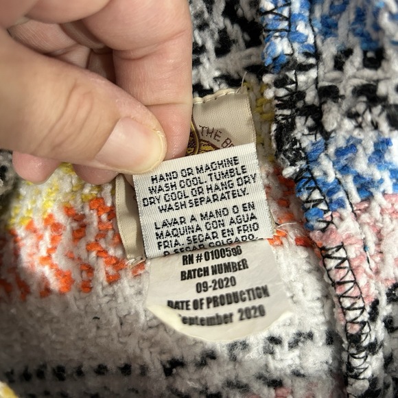 Earth Ragz Large Baja‎ Mexican Blanket Drug Rug Hooded Pullover Poncho, Rainbow - Picture 8 of 8